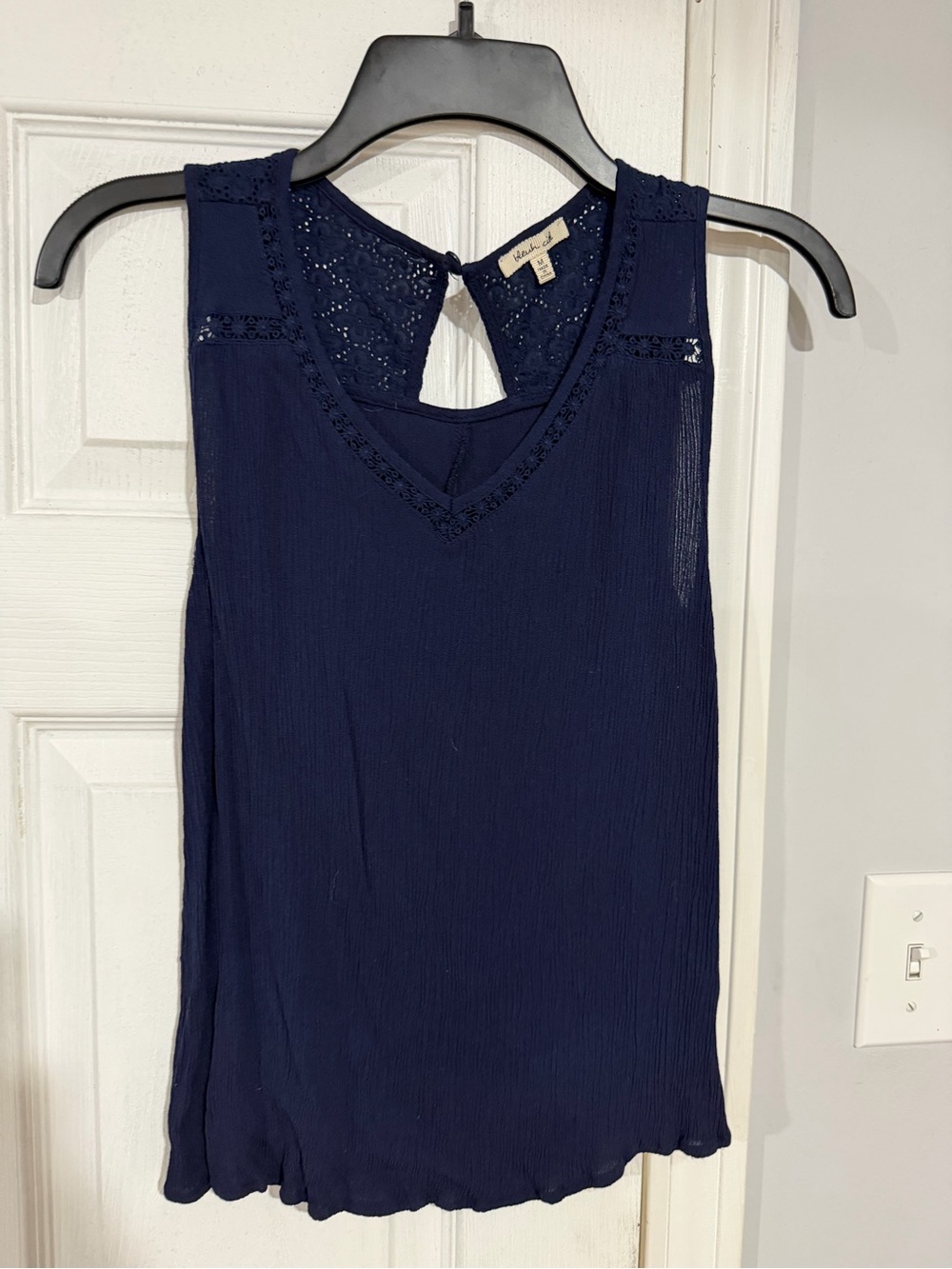 bleuh ciel Navy Crochet Trim V-Neck Sleeveless Camisole